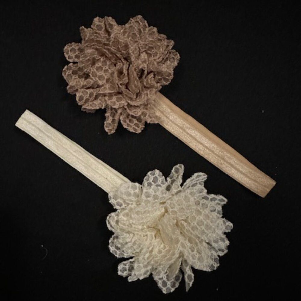 Bundle of (2)  3 1/2" Mesh Flower on FOE Headband  HB8244 Handmade NWT Boutique